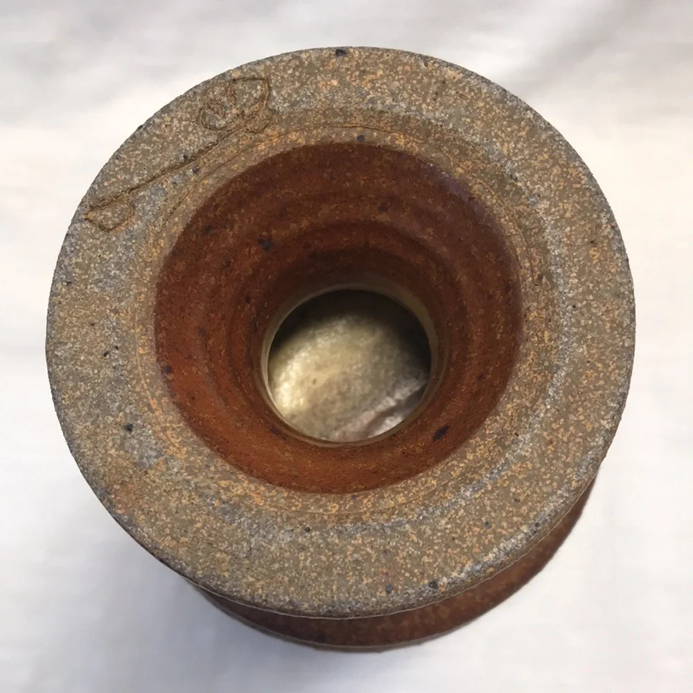 Vintage/MCM‎ Stoneware Pottery Artist Signed Candle Holder